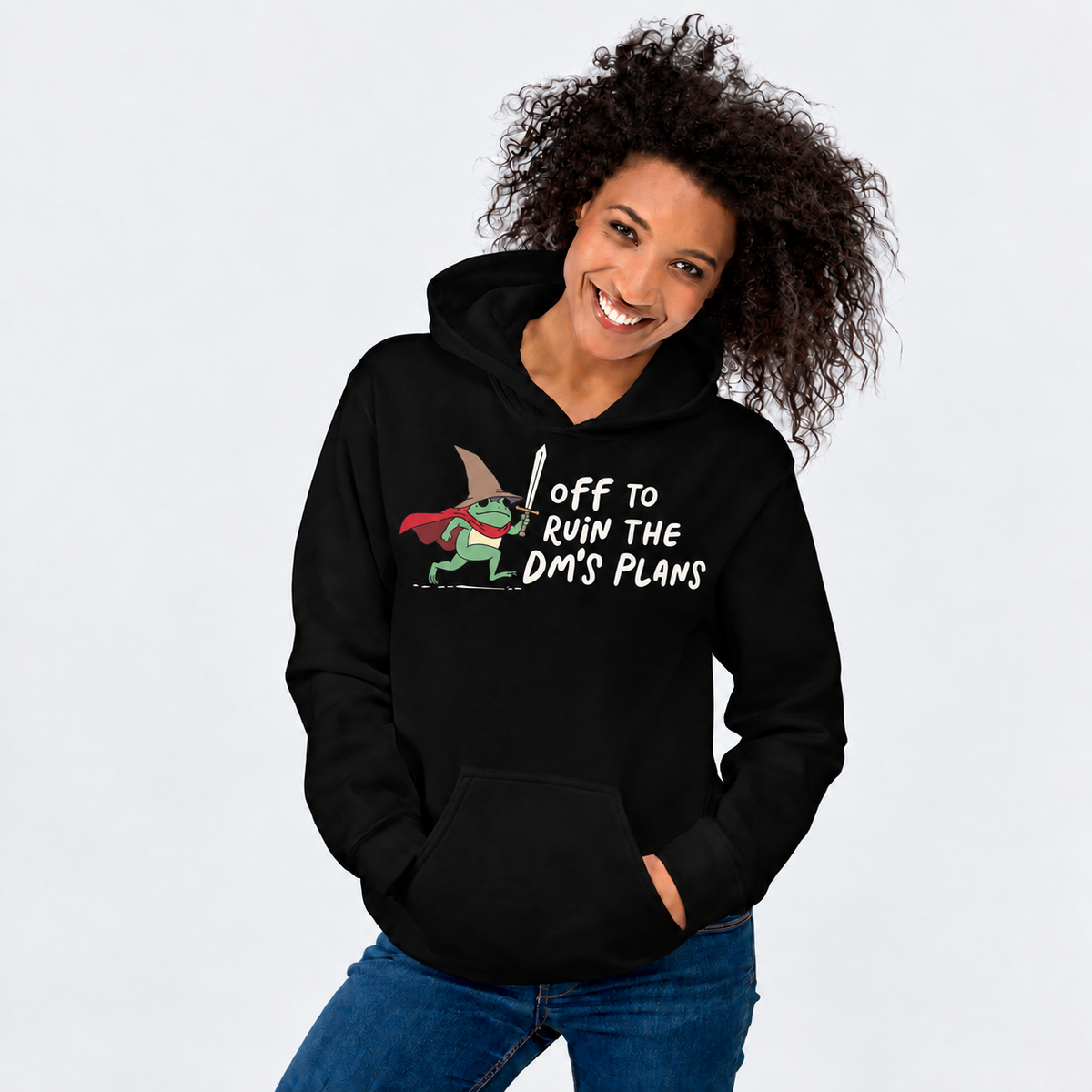 Ruining The Plot D&D hoodie on female model