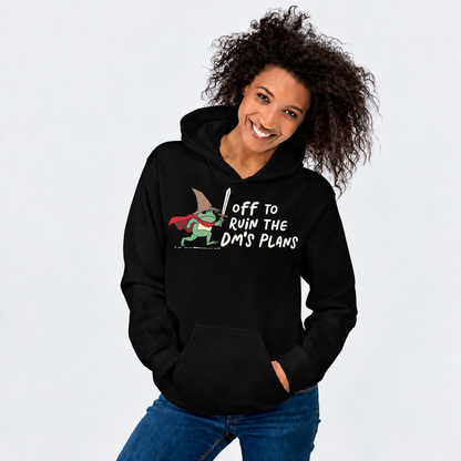 Ruining The Plot D&D hoodie on female model