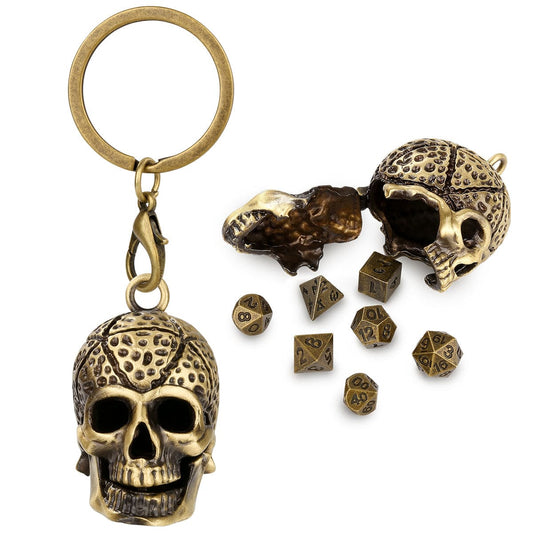 Geloho Bronze Skull Mini Dice Set Keychain