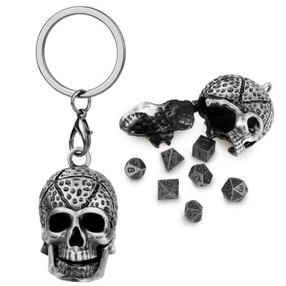 Geloho Silver Skull Mini Dice Set Keychain
