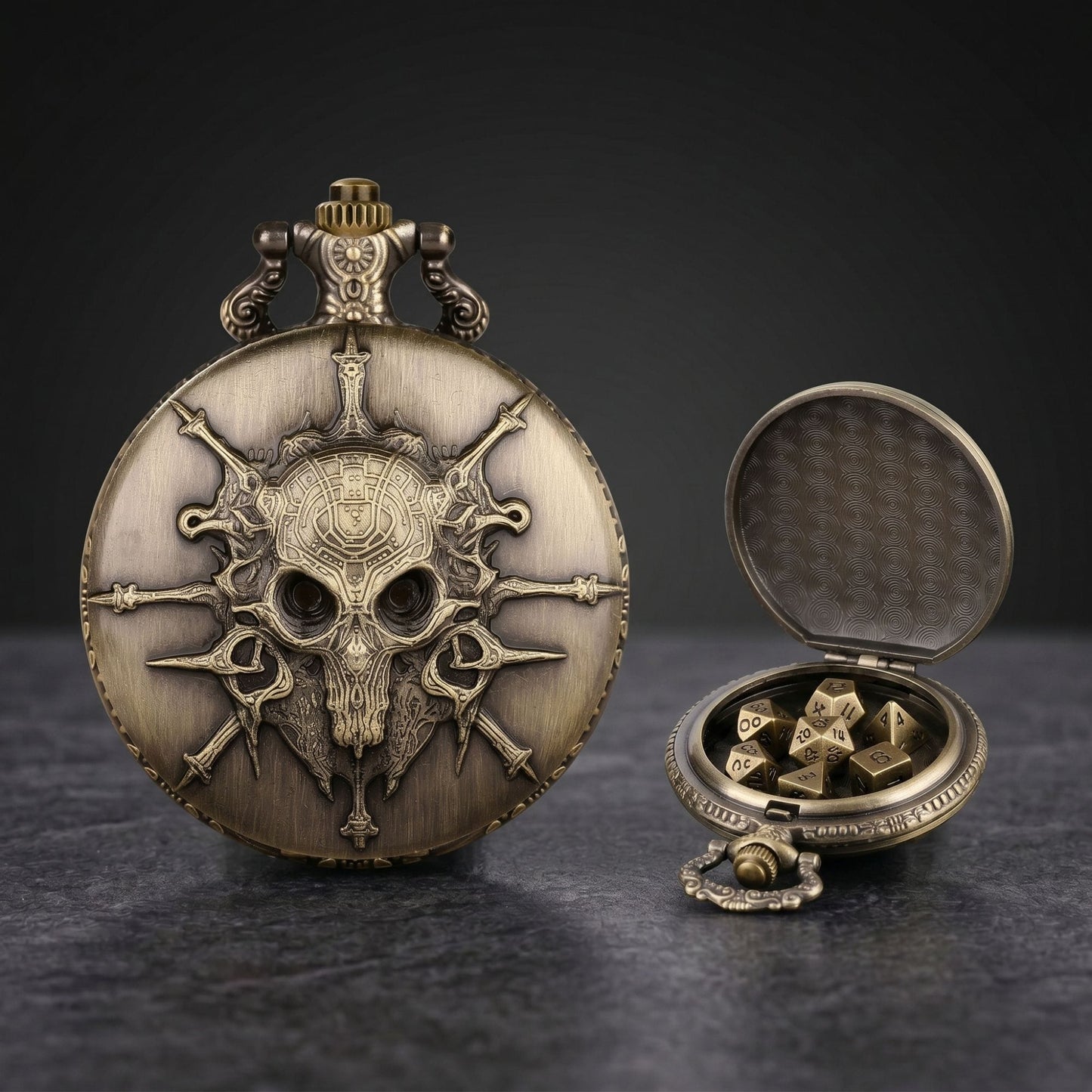 Geloho Skull Pocket Watch Dice Set