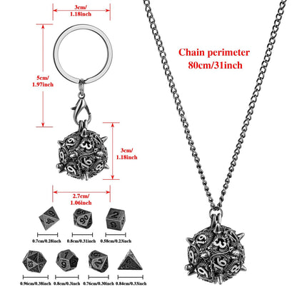 Geloho Spiked D20 Mini Dice Set Necklace & Keychain