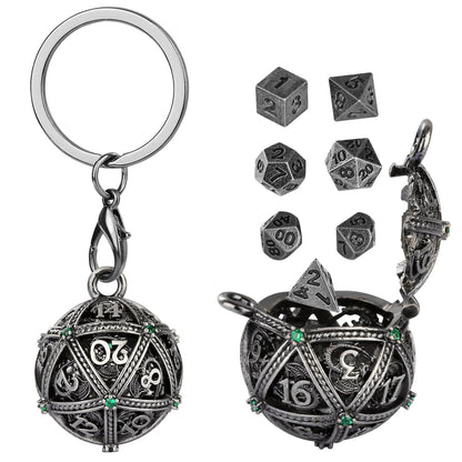 Geloho Silver Starmap D20 Mini Dice Set Keychain