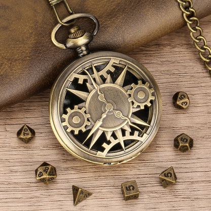 Geloho Steampunk Compass Gear Pocket Watch Dice Set