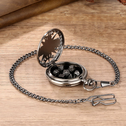 Geloho Steampunk Compass Gear Pocket Watch Dice Set