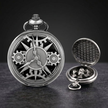 Geloho Steampunk Compass Gear Pocket Watch Dice Set
