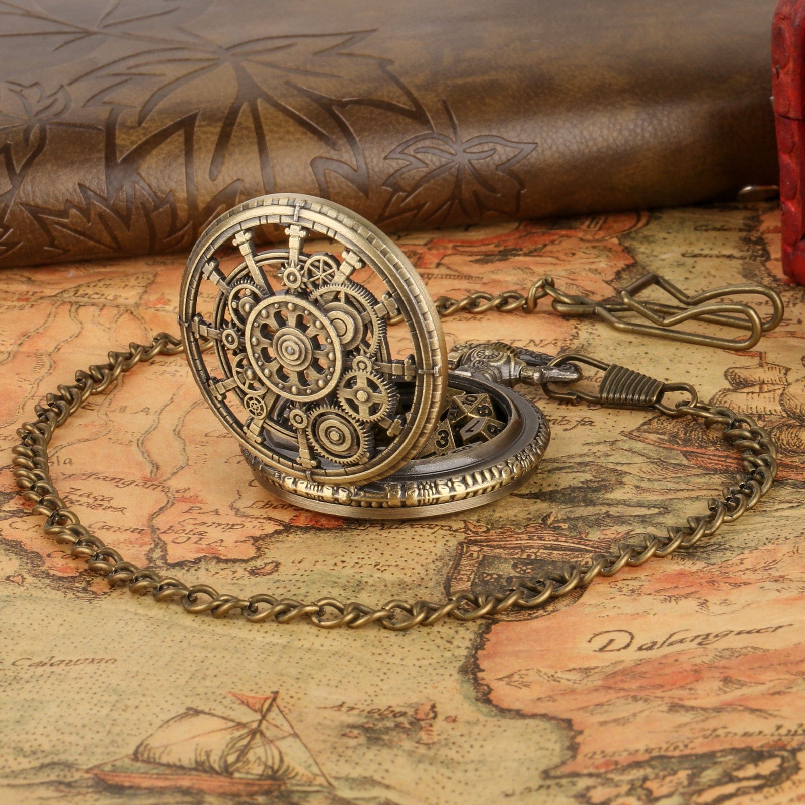 Dnd Stylewatch Mini Metal DND Dice Set with Steampunk Gear Pocket Watch Shell Case ...