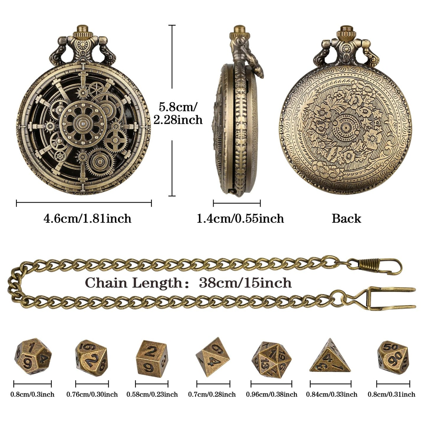Geloho D20, Dragon Steampunk Gear Pocket Watch Dice Set