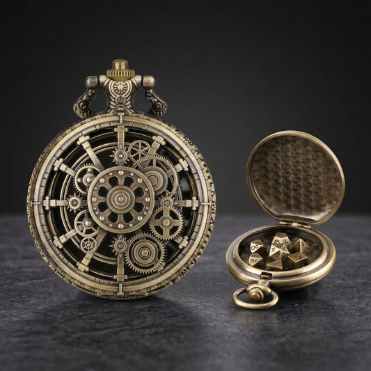 Geloho D20, Dragon Steampunk Gear Pocket Watch Dice Set