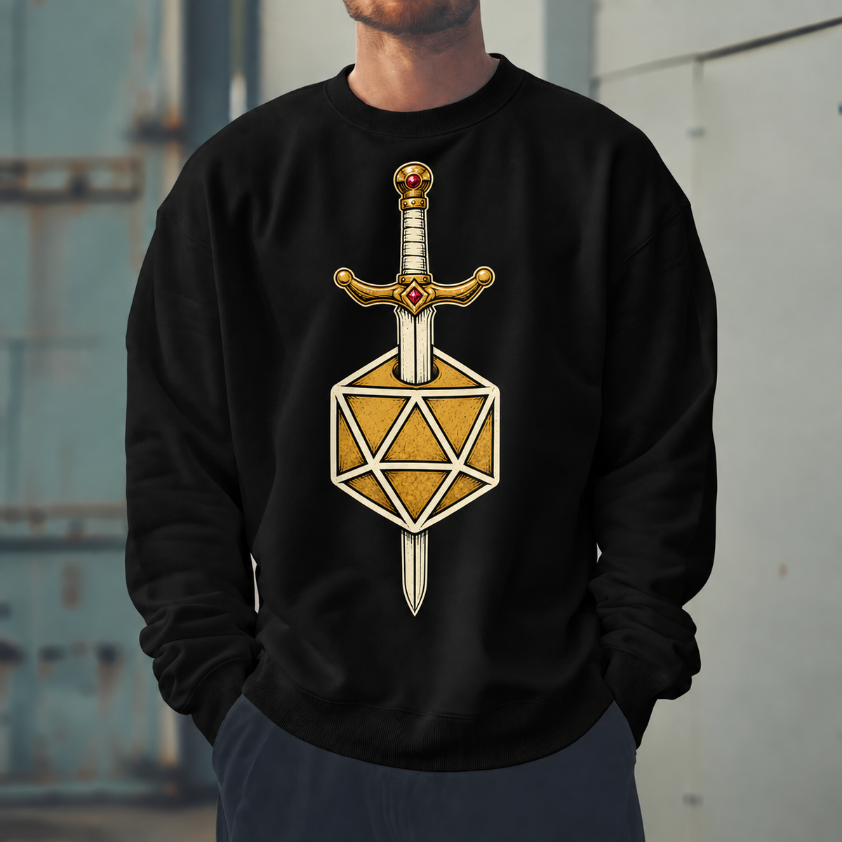 Male model wearing Steel Meets Chance - DnD Sweatshirt