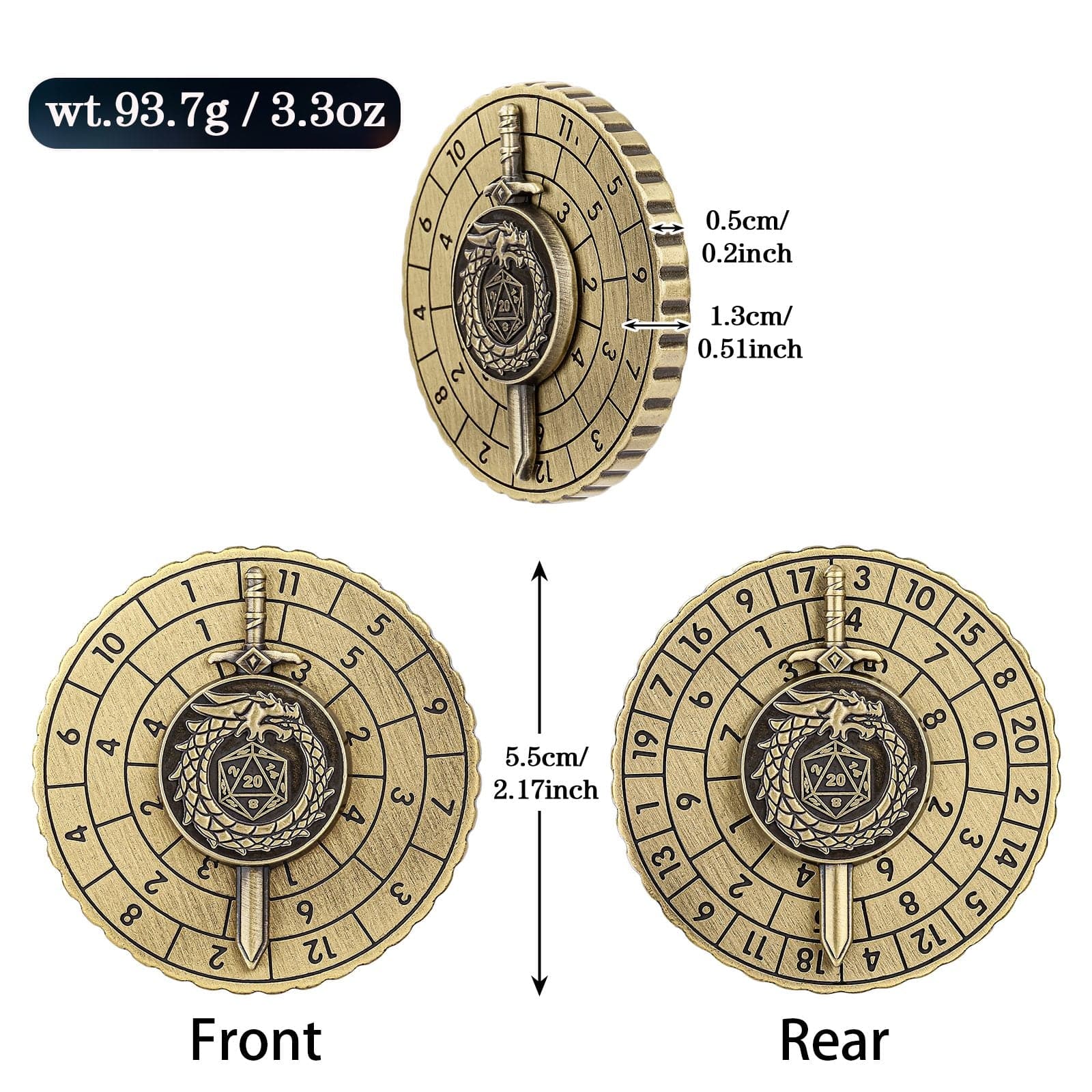 Geloho metal Sword & Dragon Dice Spinner