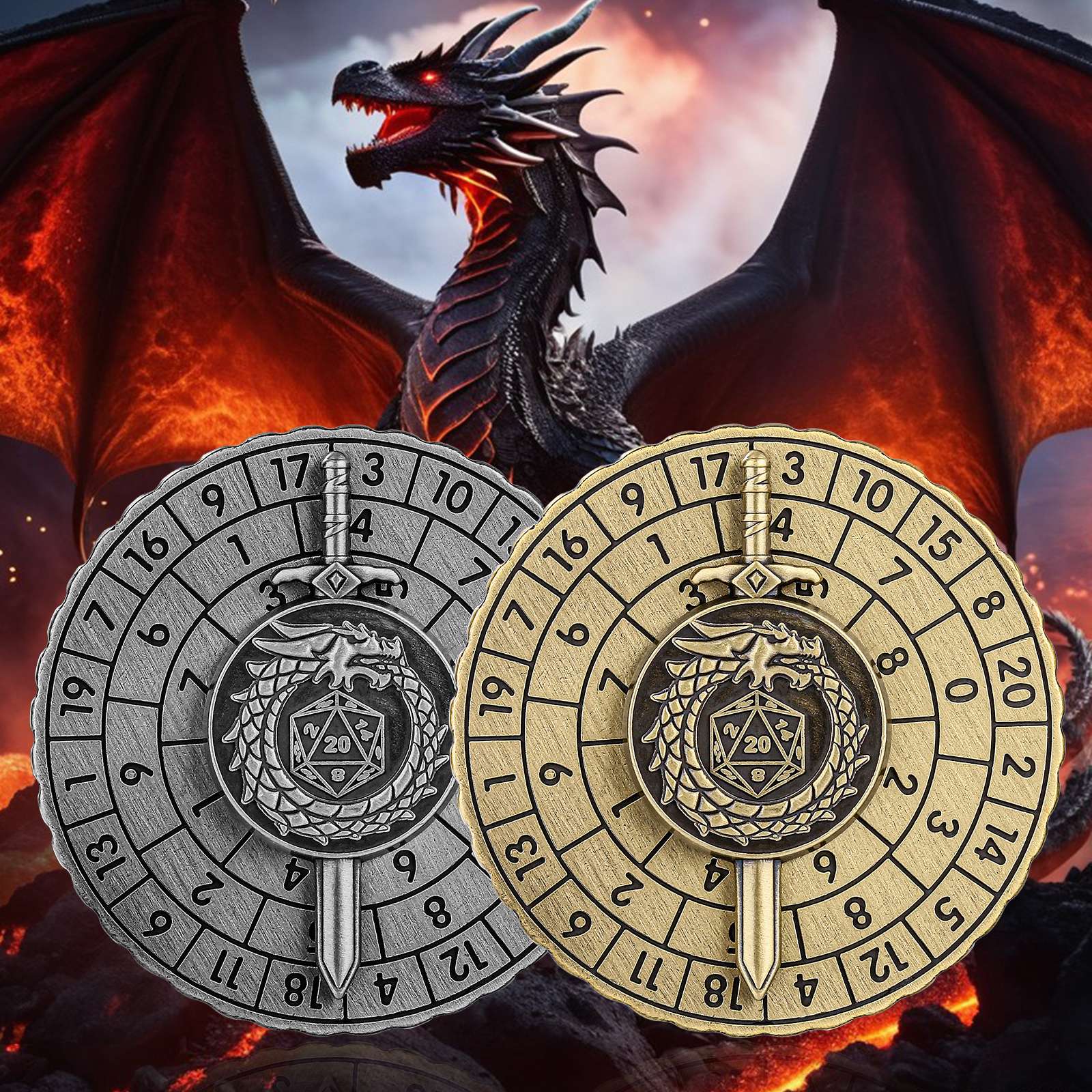 Geloho metal Sword & Dragon Dice Spinner