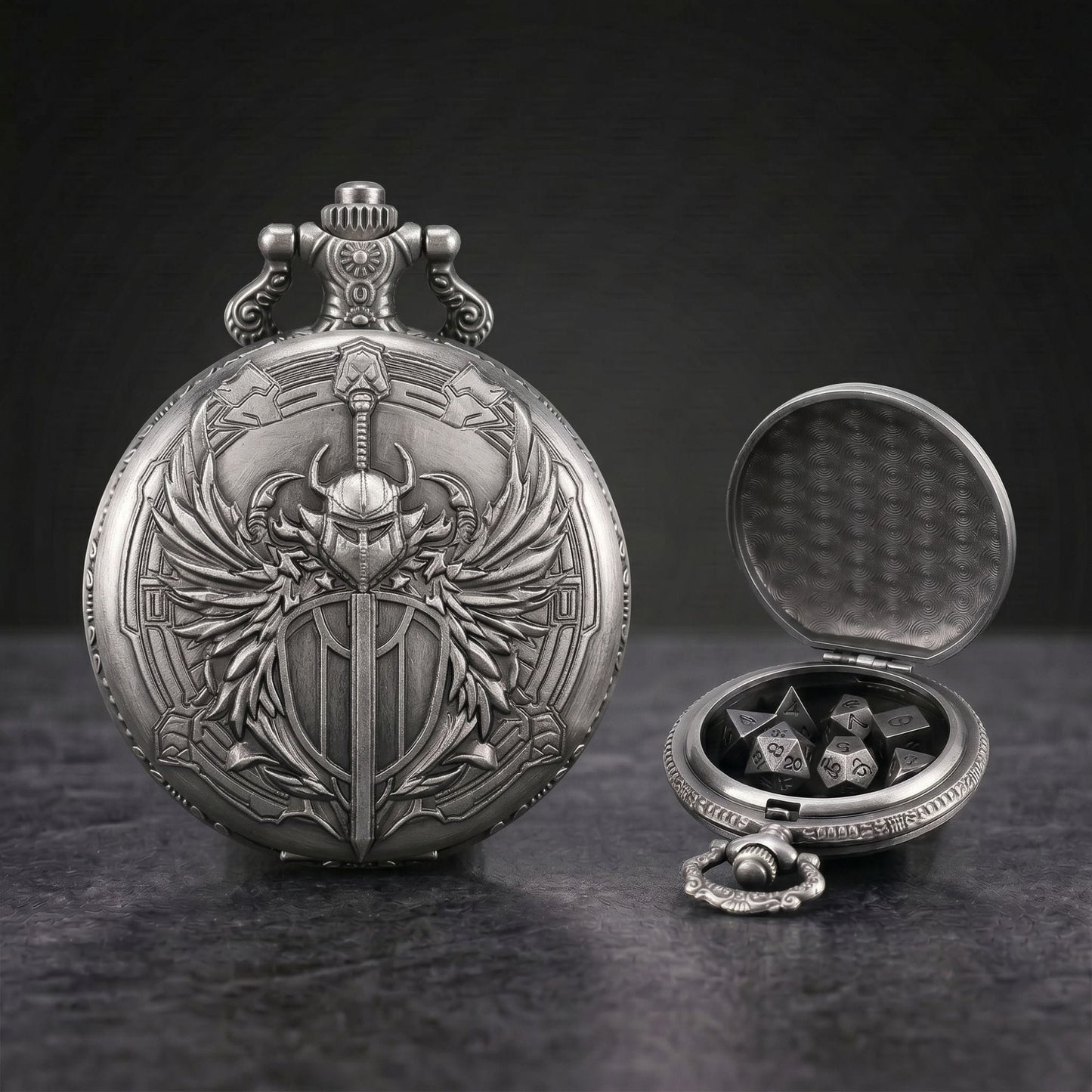 Geloho Sword with Shield Pocket Watch Dice Set