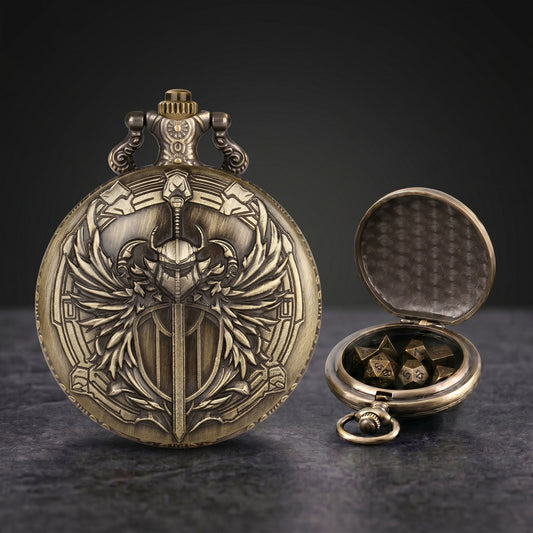 Geloho Sword with Shield Pocket Watch Dice Set