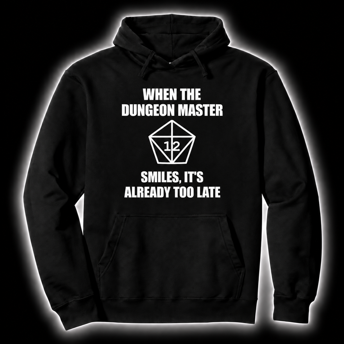 The DM Smiles black D&D hoodie