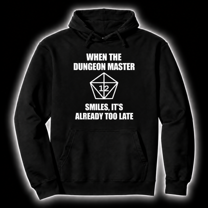 The DM Smiles black D&D hoodie