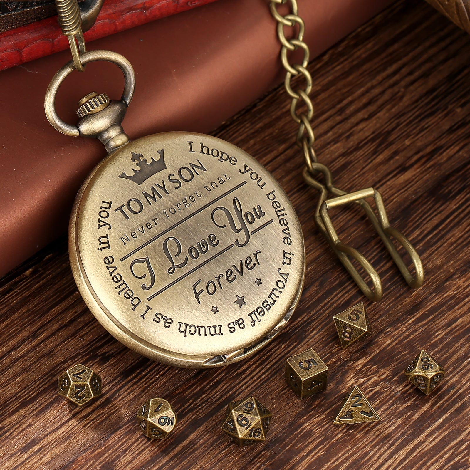 Geloho D20, Dragon To My Son Gift Pocket Watch Dice Set
