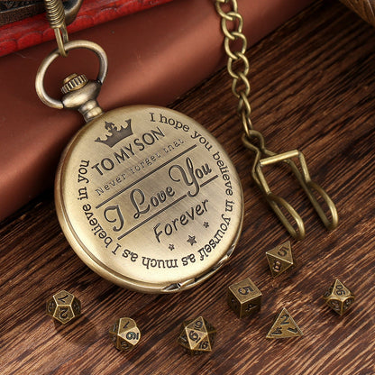 Geloho D20, Dragon To My Son Gift Pocket Watch Dice Set