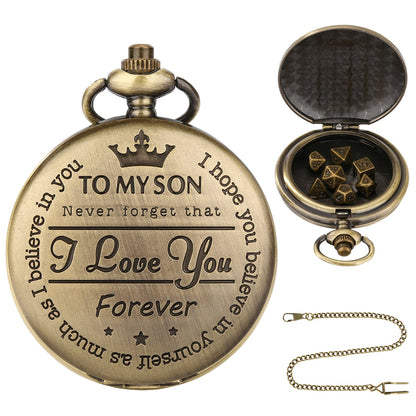 Geloho D20, Dragon To My Son Gift Pocket Watch Dice Set