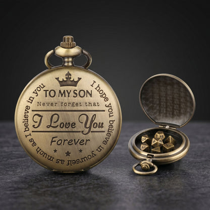 Geloho D20, Dragon To My Son Gift Pocket Watch Dice Set
