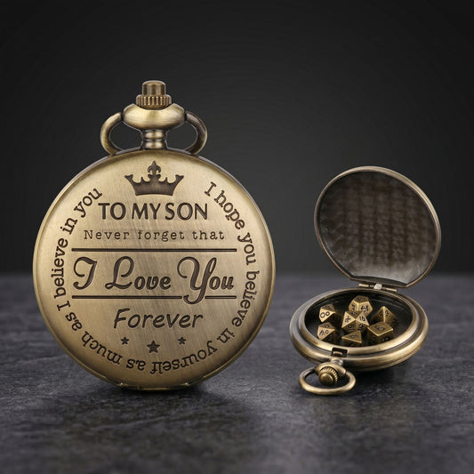 Geloho D20, Dragon To My Son Gift Pocket Watch Dice Set