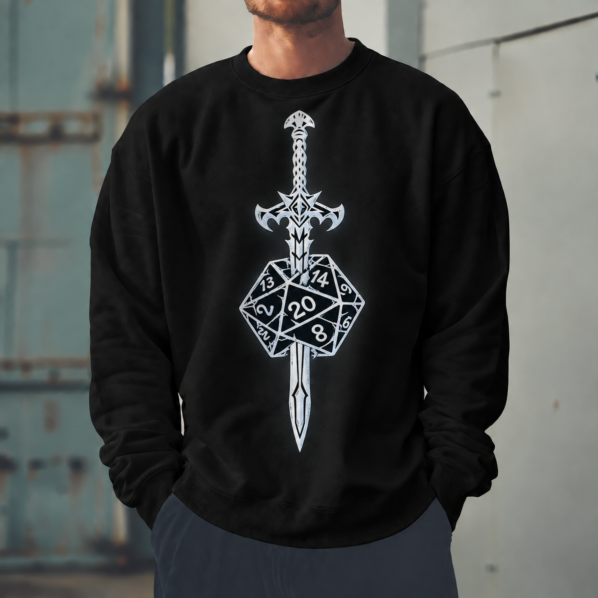 Male model wearing Trust The Blade - DnD Sweatshirt