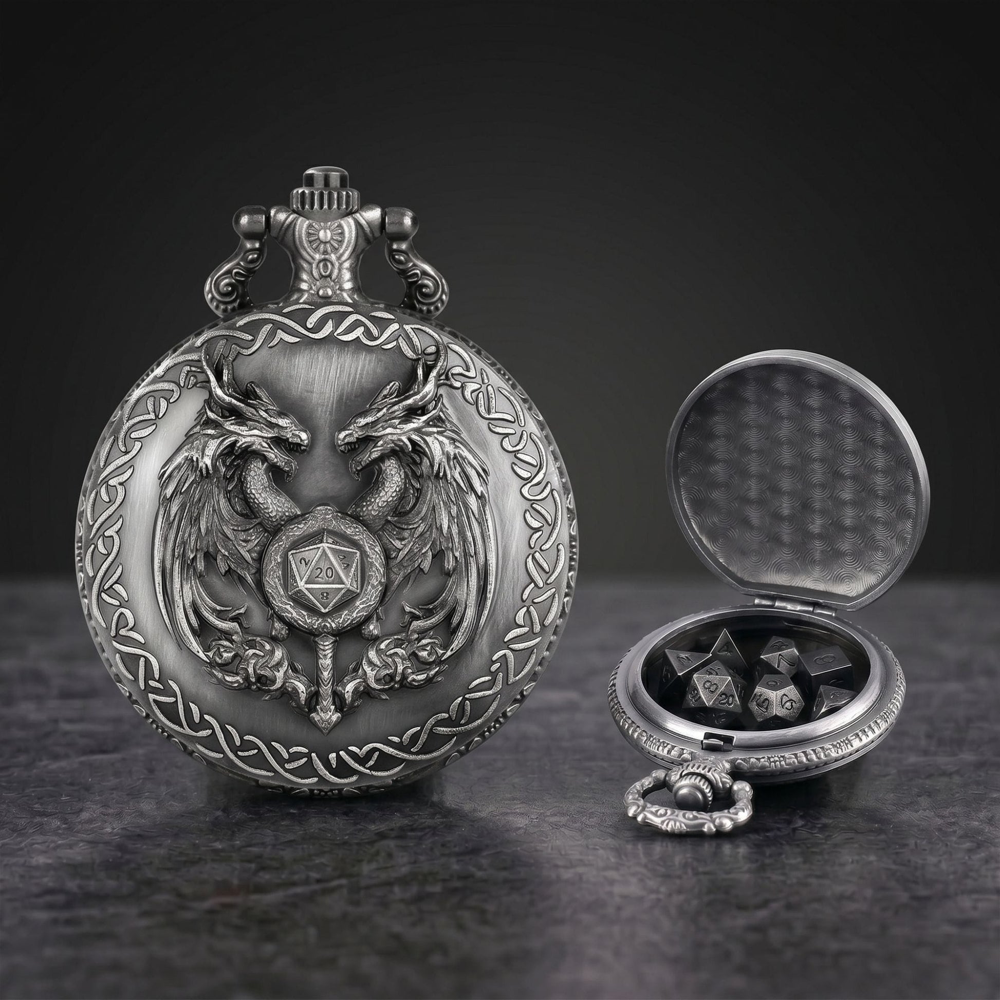 Geloho Twin Dragons Pocket Watch Dice Set