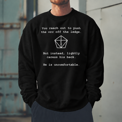 Male model wearing Uncomfortable Nat One - DnD Sweatshirt