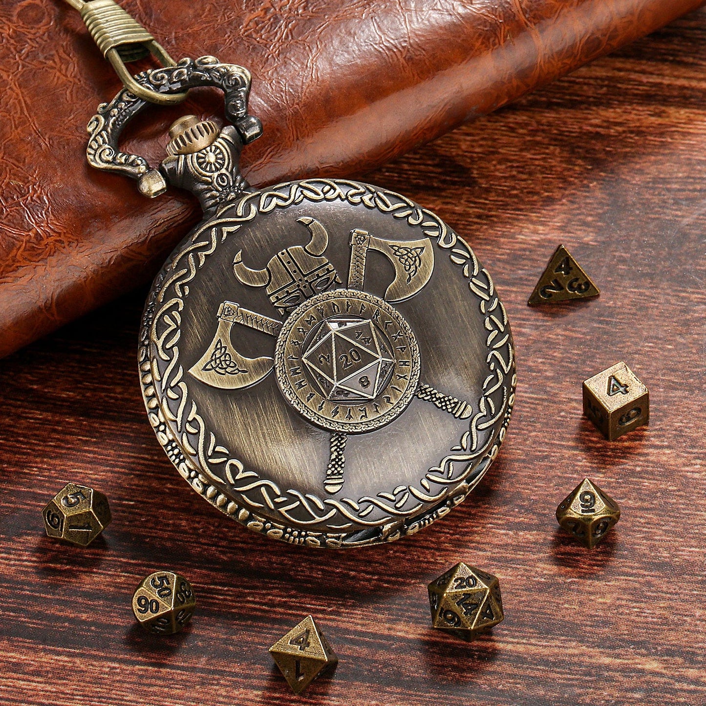 Geloho Viking Warrior Pocket Watch Dice Set