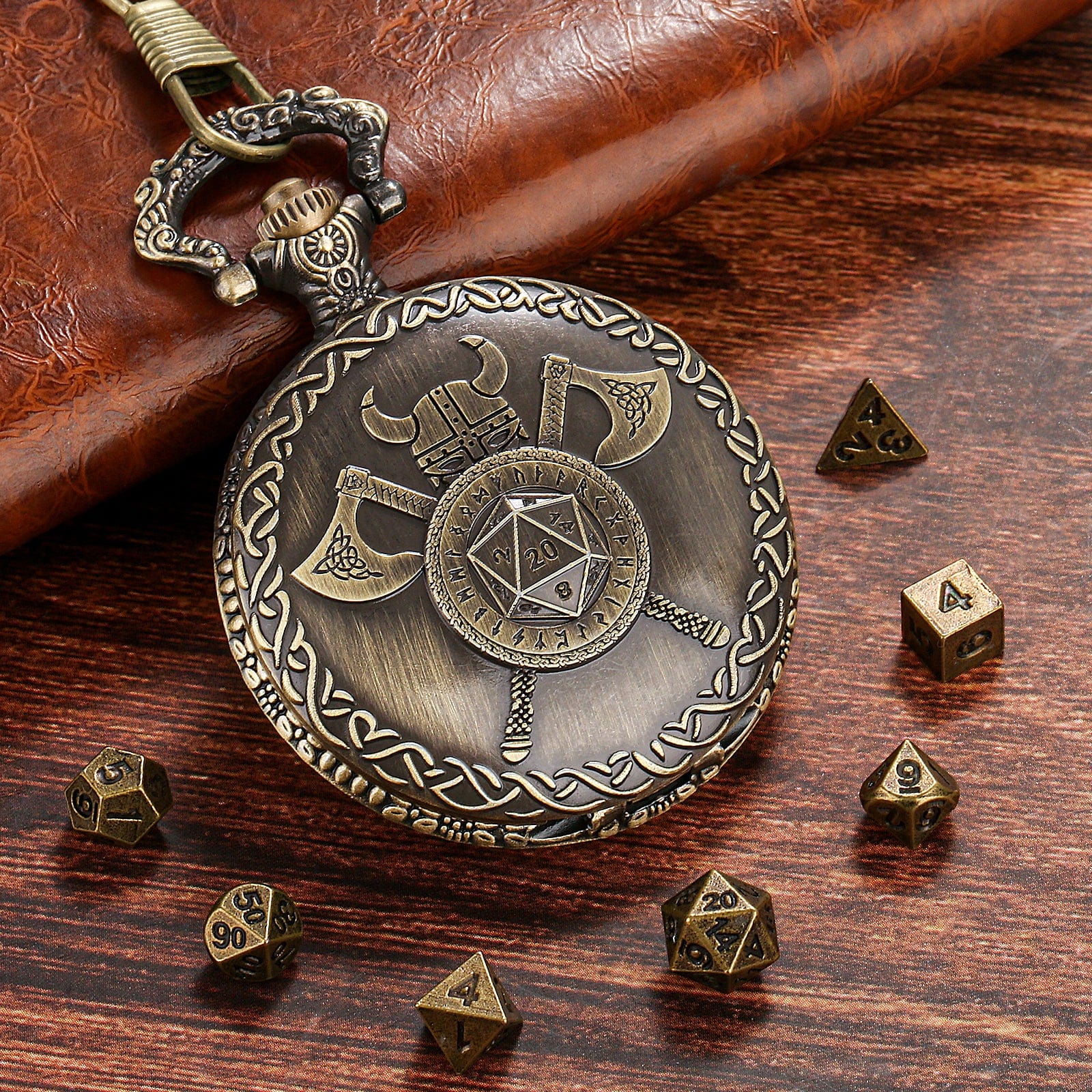 Geloho Viking Warrior Pocket Watch Dice Set