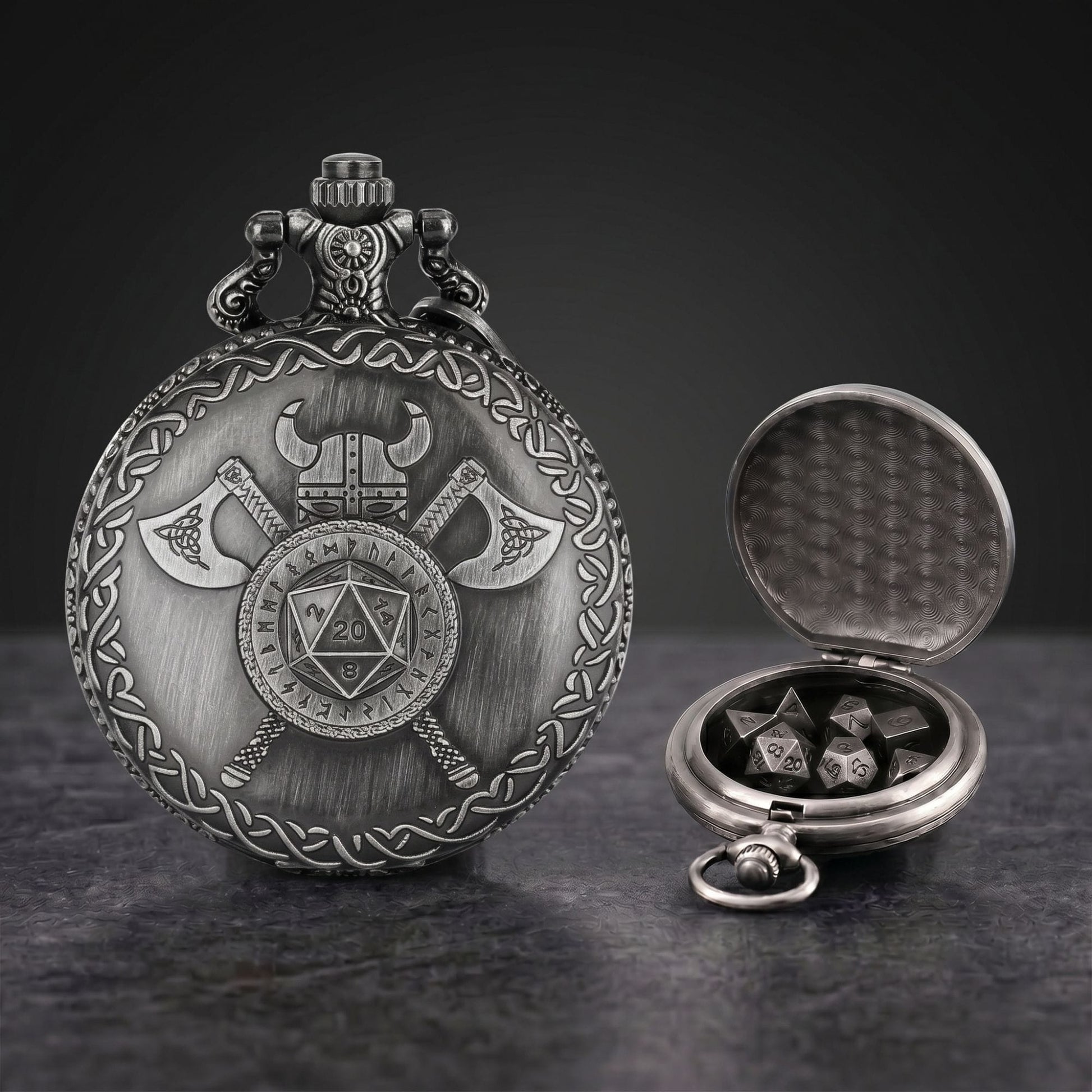 Geloho Viking Warrior Pocket Watch Dice Set