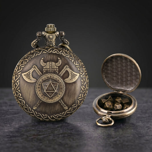 Geloho Viking Warrior Pocket Watch Dice Set