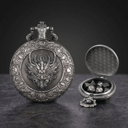 Geloho VINTAGE DRAGON DESIGN POCKET WATCH DICE BOX