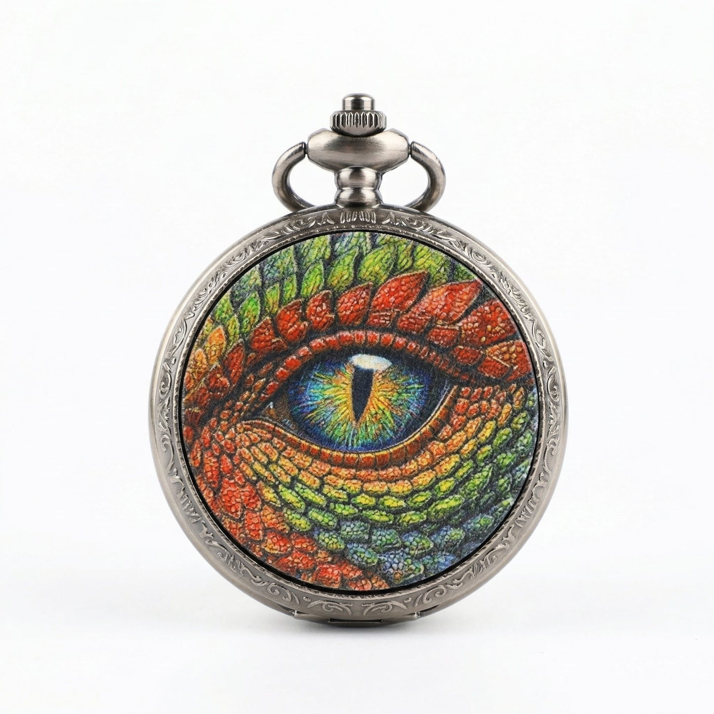 Geloho D20, Dragon Silver Vintage Dragon Eye Pocket Watch Mini Dice Set