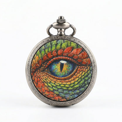 Geloho D20, Dragon Silver Vintage Dragon Eye Pocket Watch Mini Dice Set