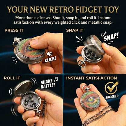 Geloho D20, Dragon Silver Vintage Dragon Eye Pocket Watch Mini Dice Set