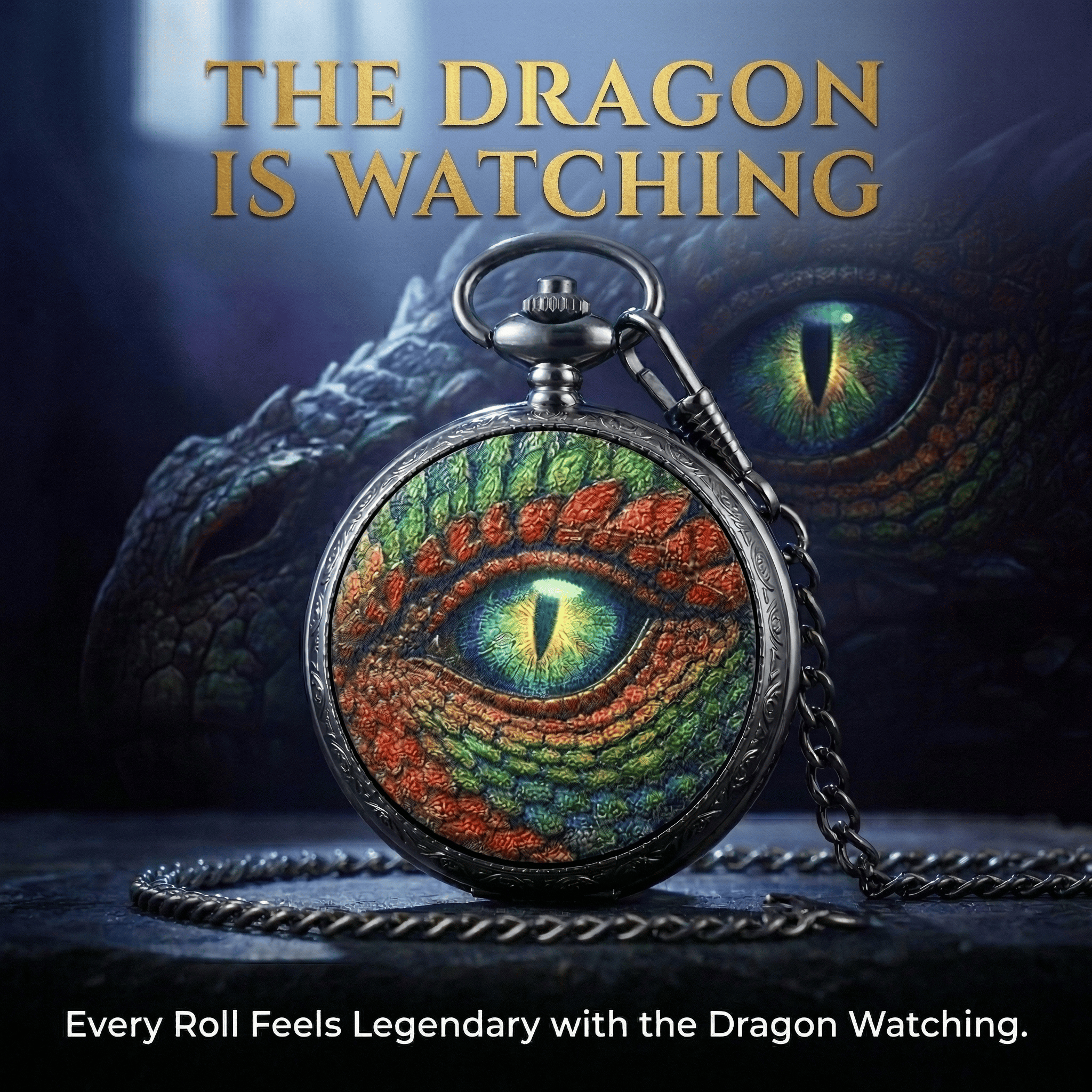 Ancient Crimson Dragon Eye Pocket Watch Mini Dice Set - 7 Pcs Antique ...