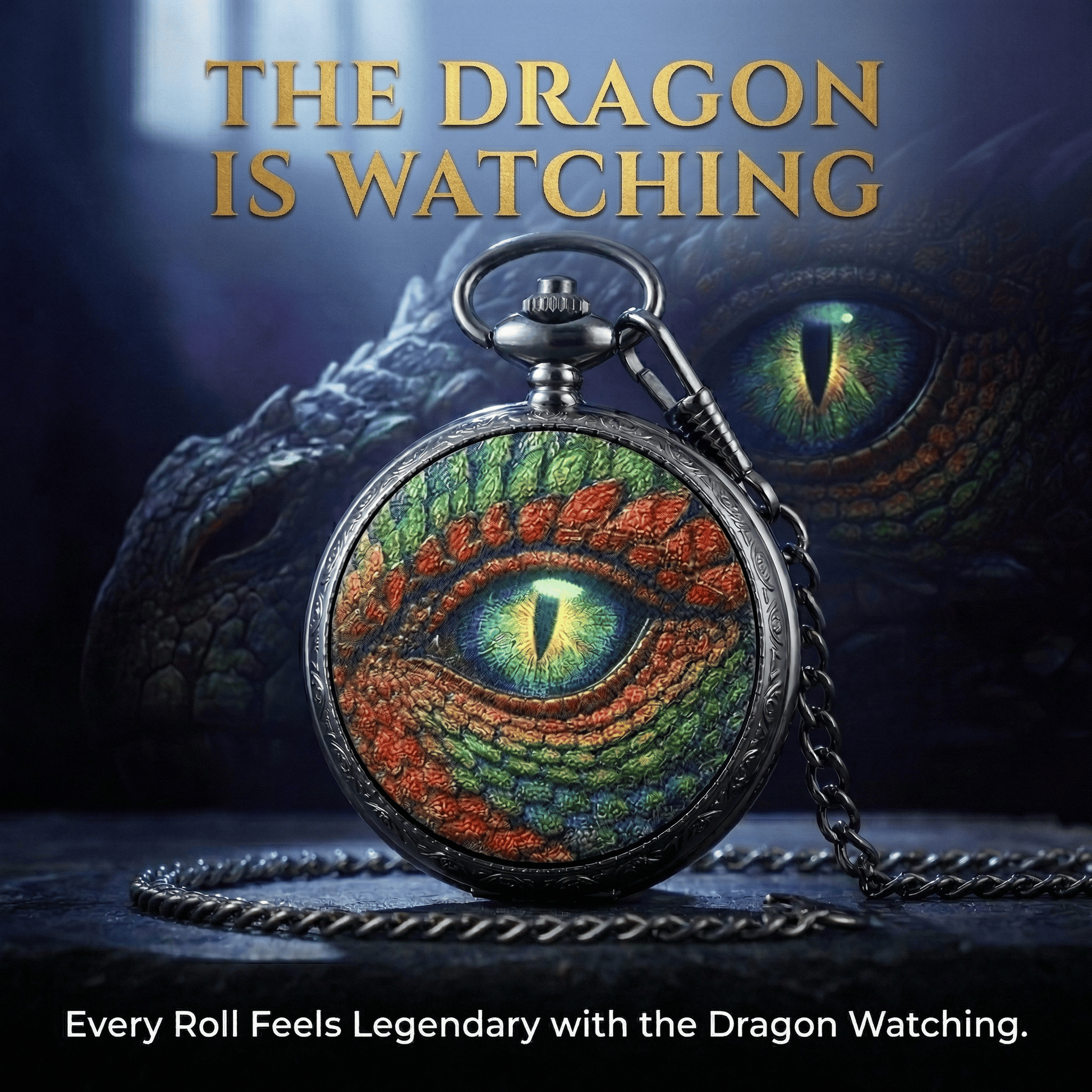 Geloho D20, Dragon Silver Vintage Dragon Eye Pocket Watch Mini Dice Set