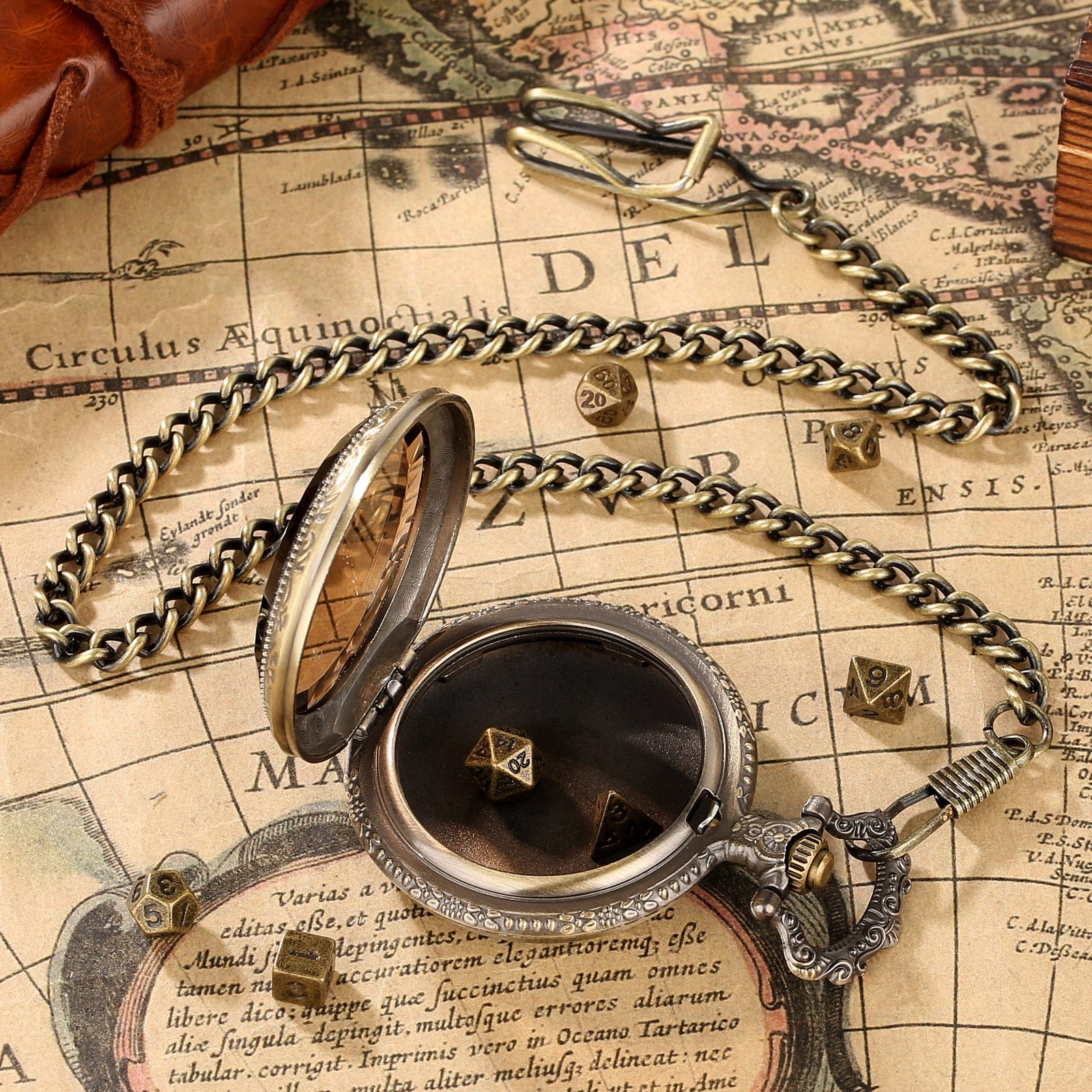 Geloho D20, Dragon Vintage Transparent Pocket Watch Dice Set