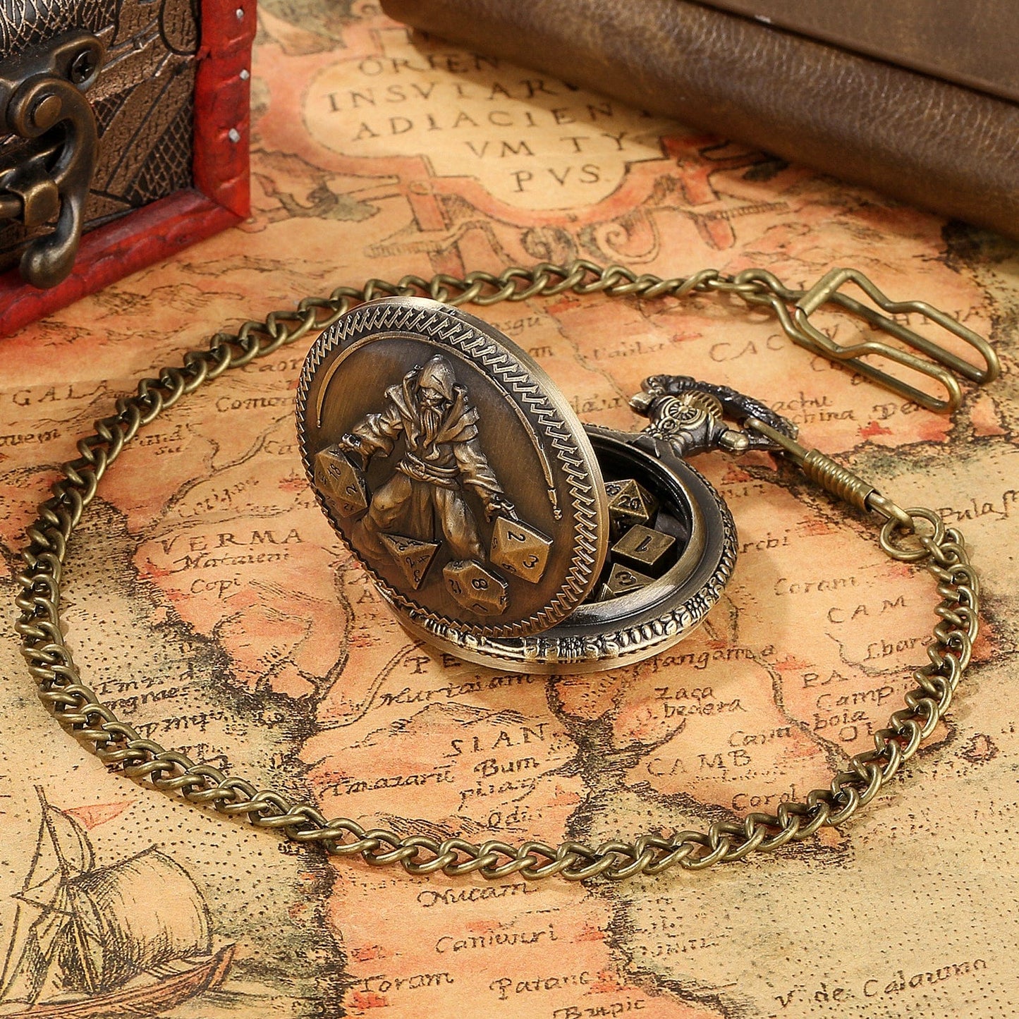 Geloho D20, Dragon Vintage Wizard Pocket Watch Dice Set