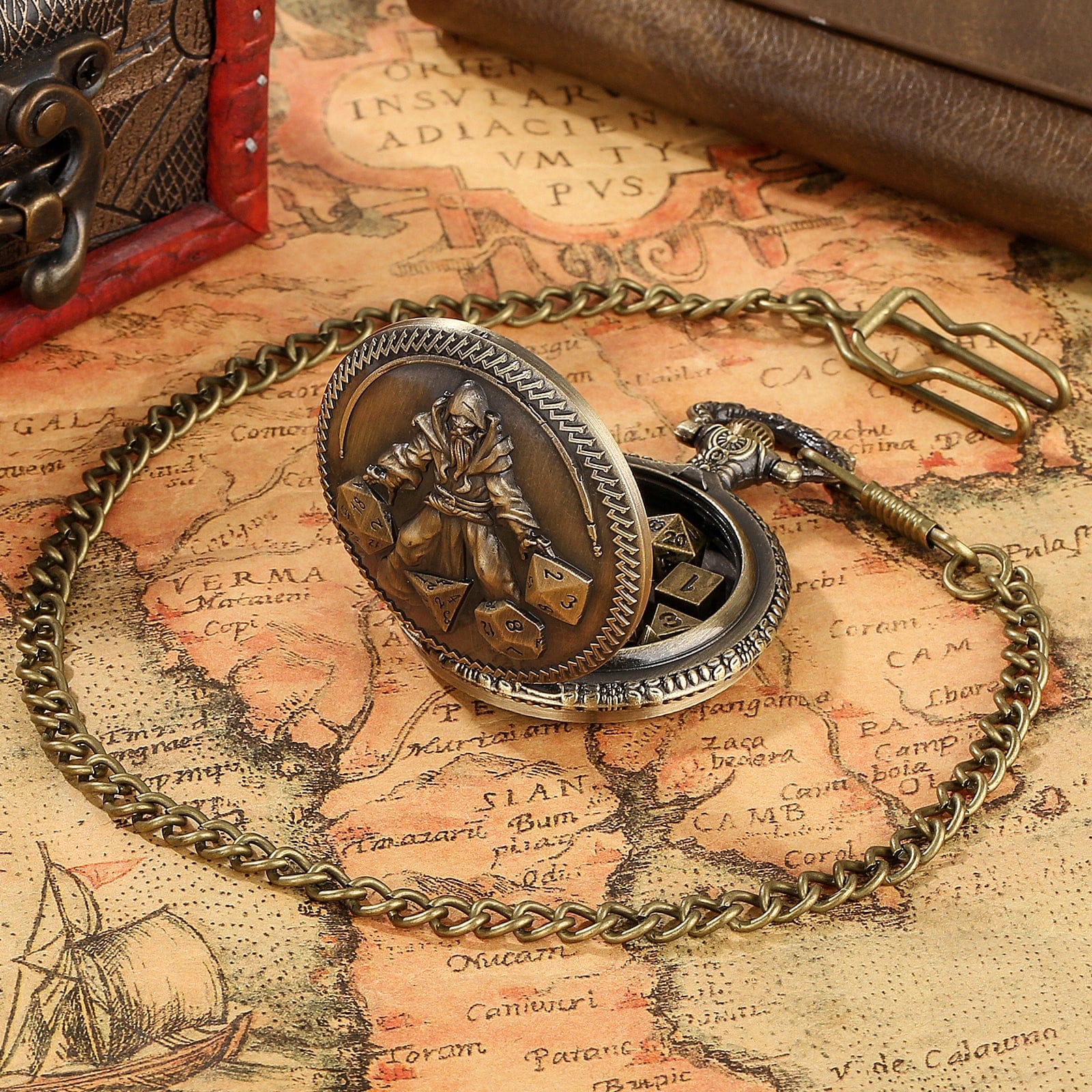 Geloho D20, Dragon Vintage Wizard Pocket Watch Dice Set