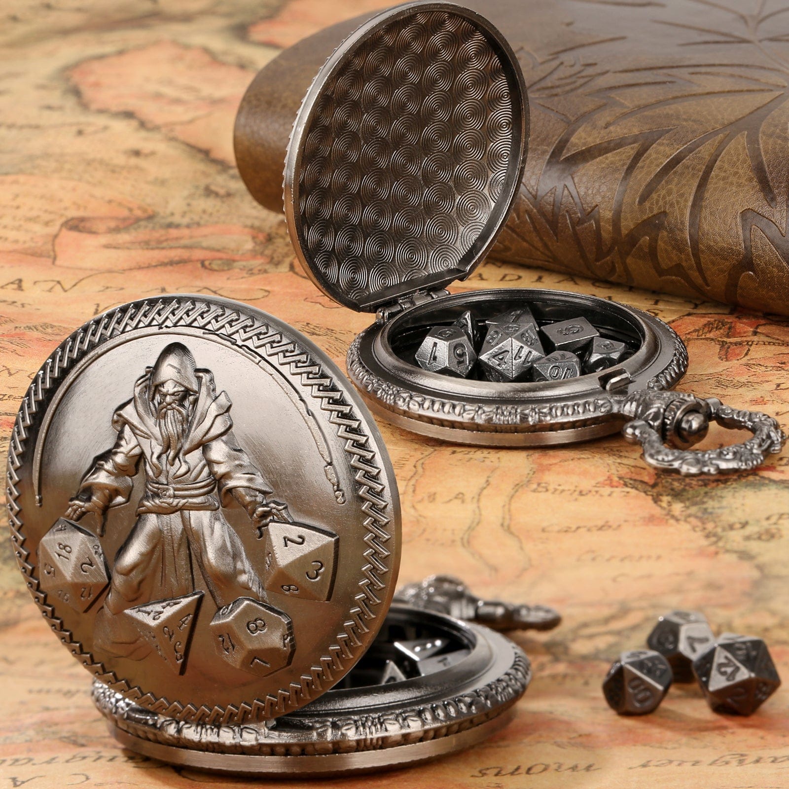 Geloho D20, Dragon Vintage Wizard Pocket Watch Dice Set