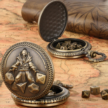 Geloho D20, Dragon Vintage Wizard Pocket Watch Dice Set
