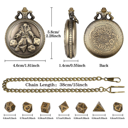 Geloho D20, Dragon Vintage Wizard Pocket Watch Dice Set