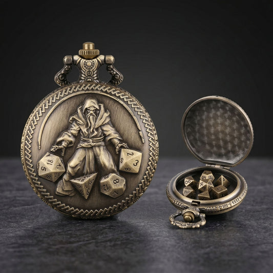 Geloho D20, Dragon Vintage Wizard Pocket Watch Dice Set