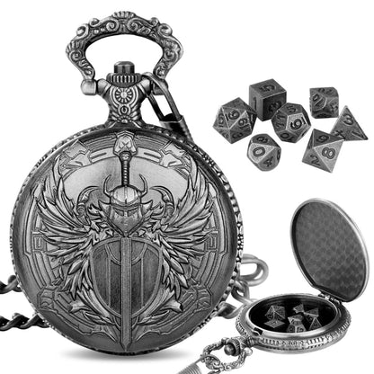 Geloho Silver WARRIOR EMBLEM METAL POCKET WATCH DICE CASE