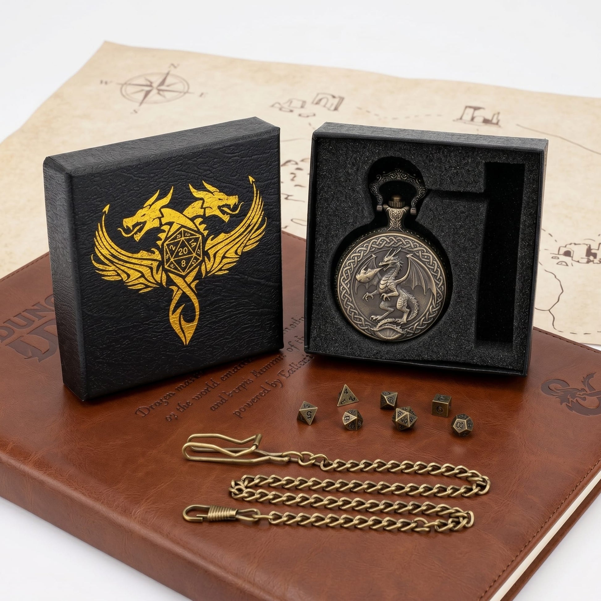 Geloho Wyrm’s Eye Fatekeeper Pocket Watch Dice Set