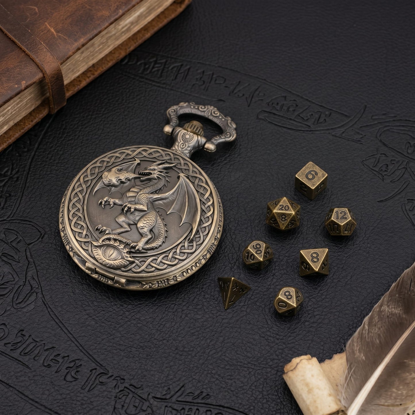 Geloho Wyrm’s Eye Fatekeeper Pocket Watch Dice Set
