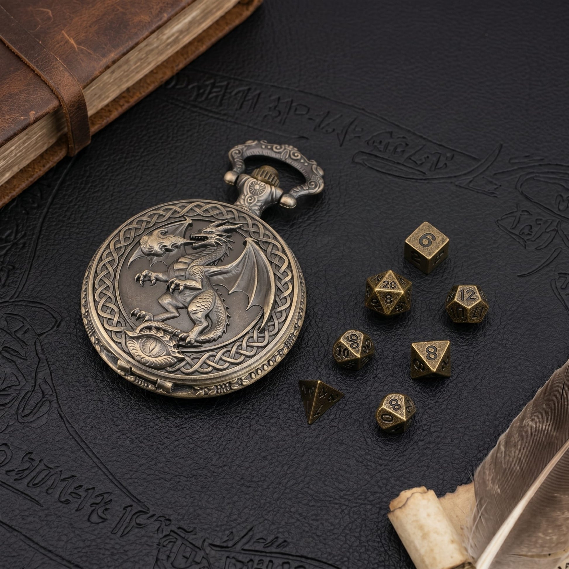 Geloho Wyrm’s Eye Fatekeeper Pocket Watch Dice Set