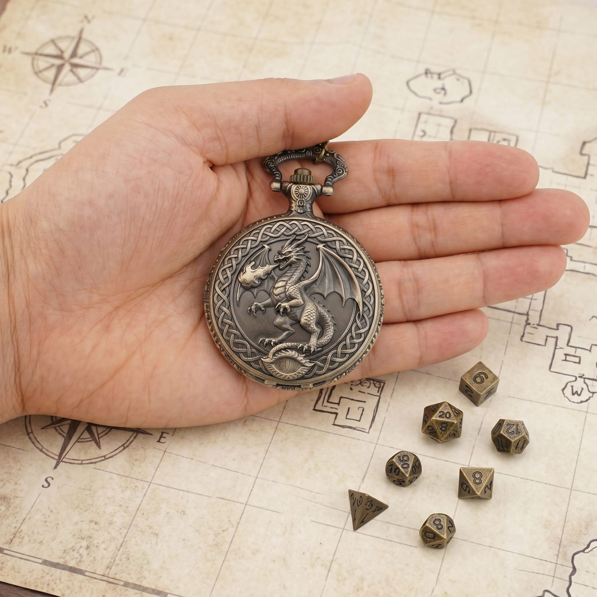 Geloho Wyrm’s Eye Fatekeeper Pocket Watch Dice Set